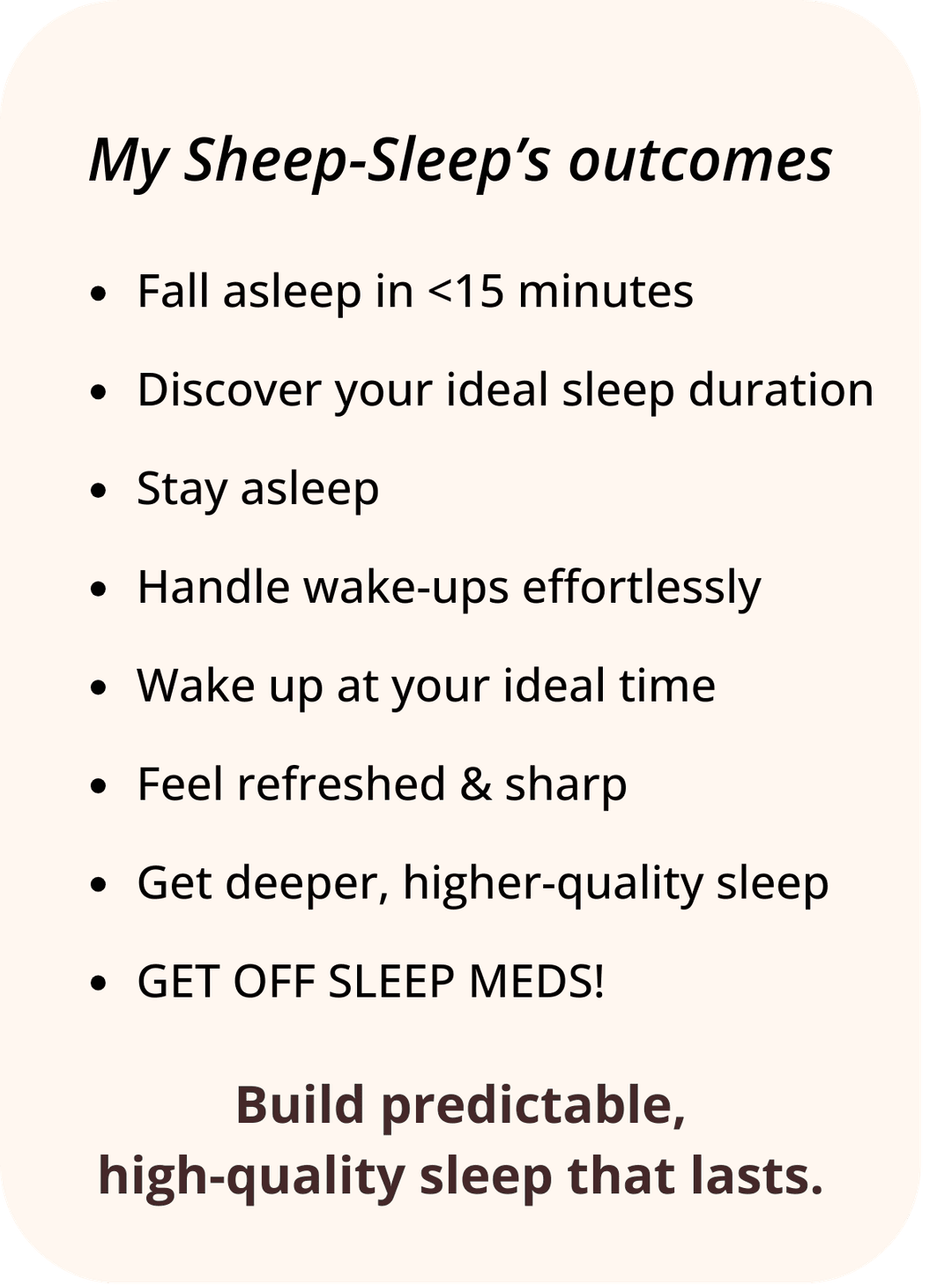 My Sheep-Sleep's outcomes